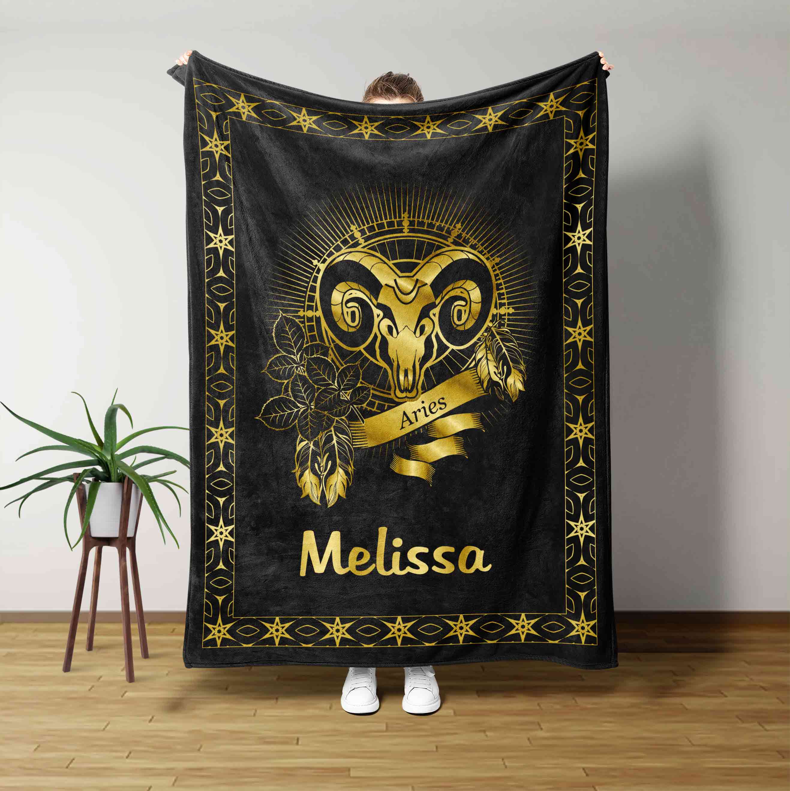 Zodiac Blanket Aries Blanket Custom Name Blanket Family Blanket Gi