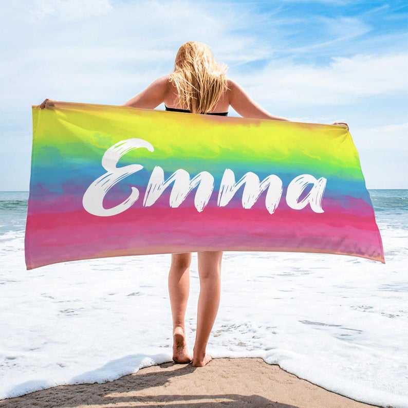 Monogrammed Tie Dye Beach Towel