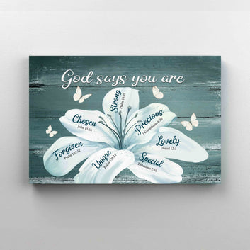 God Says You Are Canvas, White LiLy Flower Canvas, Butterfly Canvas, God Canvas, Canvas For Gift