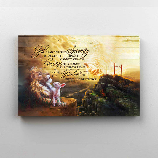 God Grant Me The Serenity Canvas, The Hand Of God Canvas, Lion Canvas, Lamb Canvas, Cross Canvas, Canvas Wall Art