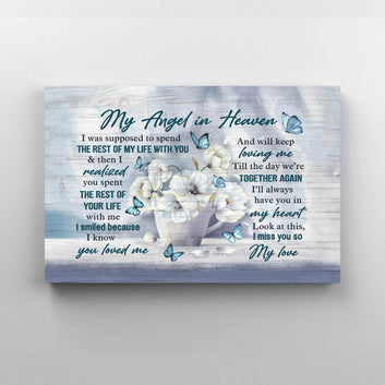 My Angel In Heaven Canvas, Butterfly Canvas, Flower Canvas, Canvas Wall Art, Gift Canvas
