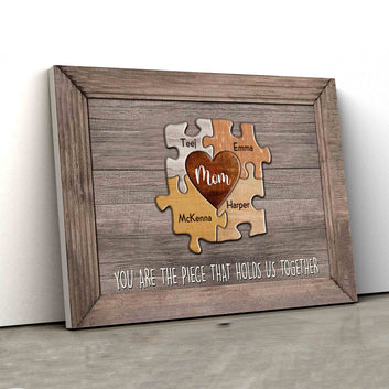 You Are The Piece That Holds Us Together Canvas, Daddy Canvas, Custom Name Canvas, Canvas Wall Art, Gift Canvas