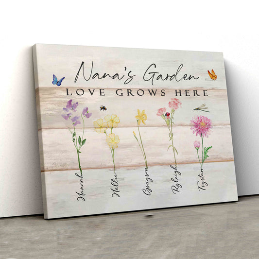 Grandma's Garden Canvas, Custom Name Canvas, Personalized Family Name Canvas, Grandma Presents, Personalized Grandma Wall Art