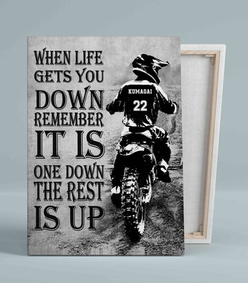 When Life Gets You Down Remember Canvas, Motorcycle Canvas, Dirt Bike Canvas, Motorbike Posters, Custom Name Canvas, Motorcycle Lover Gifts