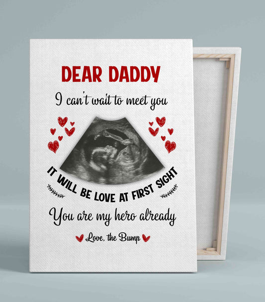 Dear Daddy Canvas, Ultrasound Canvas, Family Canvas, Custom Name Canvas, Custom Image Canvas, Canvas Wall Art