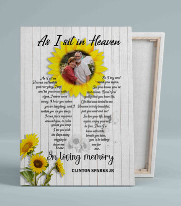 As I Sit In Heaven Canvas, Memorial Canvas, Sunflower Canvas, Custom Image Canvas, Custom Name Canvas