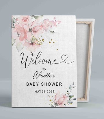 Welcome To Baby Shower Canvas, Baby Show Canvas, Flower Canvas, Custom Baby Canvas, Best Gift Canvas For Baby
