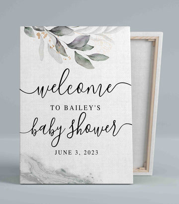 Personalized Baby Canvas, Welcome To Baby Shower Canvas, Baby Show Canvas, Flower Canvas, Best Gift Canvas For Baby
