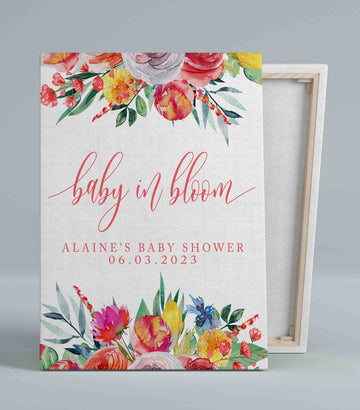 Baby In Bloom Canvas, Baby Shower Canvas, Baby Canvas, Flower Canvas, Custom Baby Canvas, Best Gift Canvas For Baby