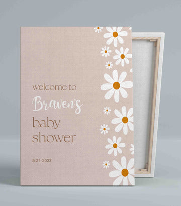 Personalized Baby Canvas, Welcome To Baby Shower Canvas, Baby Shower Canvas, Flower Canvas, Best Gift Canvas For Baby
