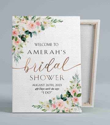 Welcome To Bridal Shower Canvas, Bridal Shower Canvas, Wedding Canvas, Rose Canvas, Custom Name Canvas, Best Gift Canvas For Bridal