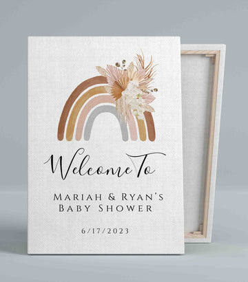 Welcome To Baby Shower Canvas, Hobo Rainbow Canvas, Baby Shower Canvas, Custom Baby Canvas, Best Gift Canvas For Baby