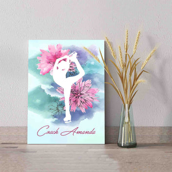 Ice Skating Girl Canvas, Skating Canvas, Figure Skating On Ice Canvas, Flower Canvas, Custom Name Canvas, Best Gift Canvas For Skater
