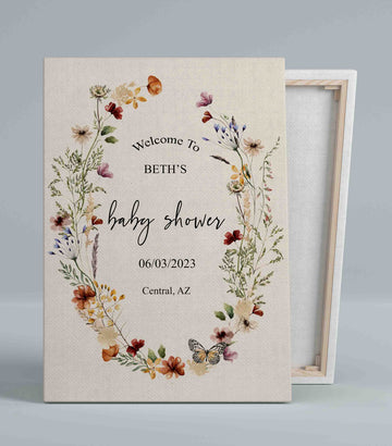 Welcome To Baby Shower Canvas, Flower Canvas, Baby Shower Canvas, Custom Baby Canvas, Best Gift Canvas For Baby