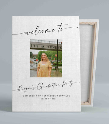 Welcome To Graduation Party Canvas, Graduation Party Canvas, Custom Image Canvas, Custom Name Canvas,  Best Gift Canvas For Graduate