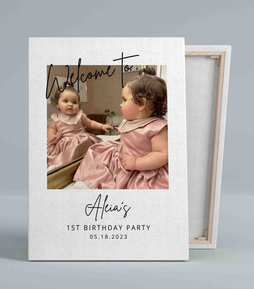Welcome To Birthday Party Canvas, Birthday Party Canvas, Happy Birthday Canvas, Custom Baby Canvas, Custom Image Canvas