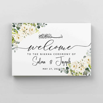 Welcome To The Nikkha Ceremony Canvas, Nikkha Ceremony Canvas, Flower Canvas, Custom Name Canvas, Best Gift Canvas