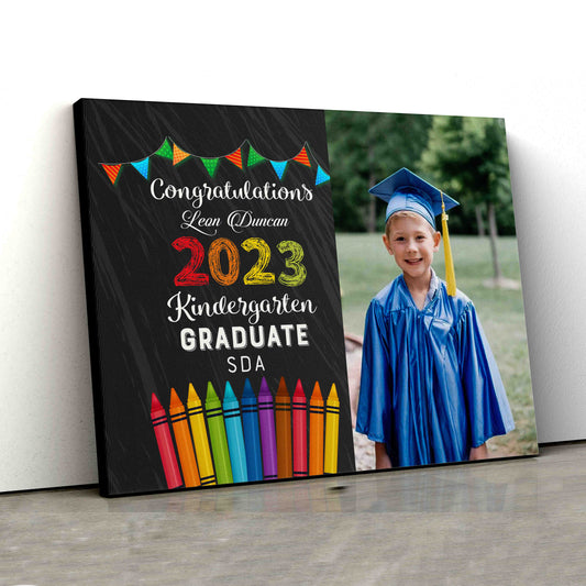 Congratulations Kindergarten Graduate Canvas, Kindergarten Graduate Gift For Kid, Custom Image Canvas, Custom Name Canvas, Best Gift Canvas