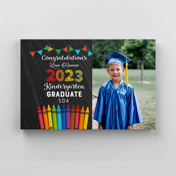 Congratulations Kindergarten Graduate Canvas, Kindergarten Graduate Gift For Kid, Custom Image Canvas, Custom Name Canvas, Best Gift Canvas