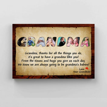 Personalized Grandkids Canvas, Grandma Canvas, Canvas For Grandma, Family Canvas, Custom Image Canvas, Grandma Gift Canvas, Canvas Wall Art