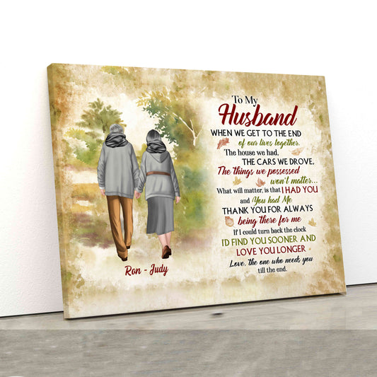 To My Husband Canvas, Old Couple Canvas, Autumn Canvas Wall Art, Custom Name Canvas, Family Canvas, Canvas Wall Art, Gift For Husband