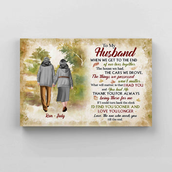 To My Husband Canvas, Old Couple Canvas, Autumn Canvas Wall Art, Custom Name Canvas, Family Canvas, Canvas Wall Art, Gift For Husband