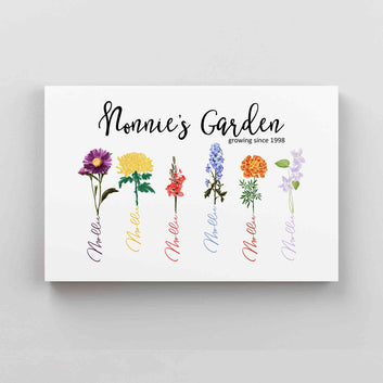 Personalized Birth Month Flower Print, Birth Month Flower Poster, Grandma's Garden Print, Birth Flower Gift, Mothers Day Gift, Family Flower Painting, Gift for Grandma