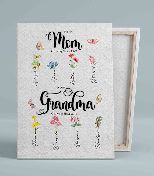 Custom Birth Month Flower First Mom Now Grandma Garden, Birth Month Flower Poster, Grandma's Garden Print, Mothers Day Gift, Birth Flower Gift, Family Flower Painting