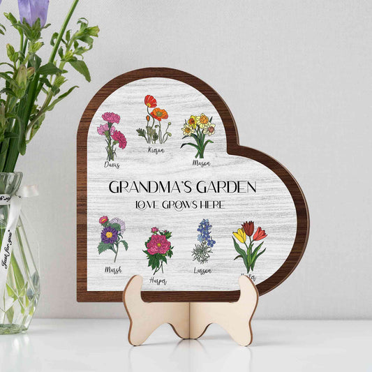 Personalized Birth Flower wooden plaque , Birth Month Flower wooden plaque , Grandma's Garden With Grandkids Names, Mother's Day Gift