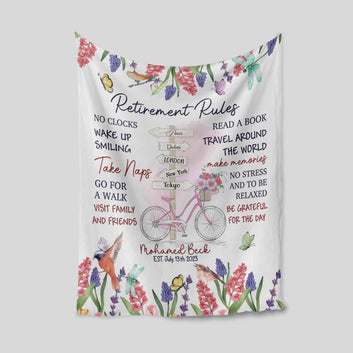 Retirement Rules Blanket, Rules of Retirement Blanket, Custom Retirement Blanket, Retirement Gifts, Gifts for Retirement, Retiree Gift Ideas