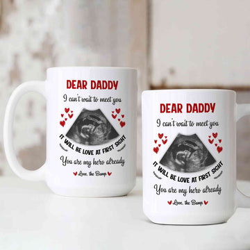 Dear Daddy Mug, Ultrasound Mug, Family Mug, Custom Name Mug, Custom Image Mug, Gift Mug For Father