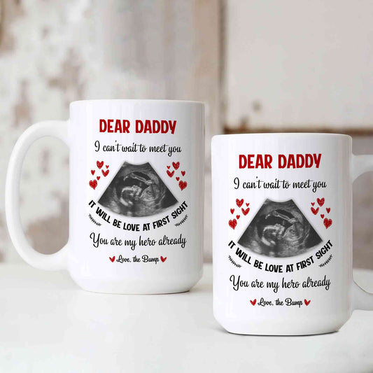 Dear Daddy Mug, Ultrasound Mug, Family Mug, Custom Name Mug, Custom Image Mug, Gift Mug For Father