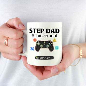 Step Dad Mug, Achievement Unlocked Mug, Video Game Mug, Custom Name Mug, Gift Mug For Father