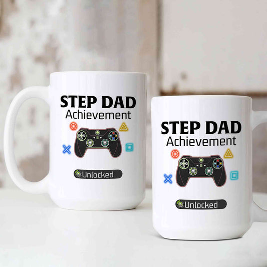 Step Dad Mug, Achievement Unlocked Mug, Video Game Mug, Custom Name Mug, Gift Mug For Father