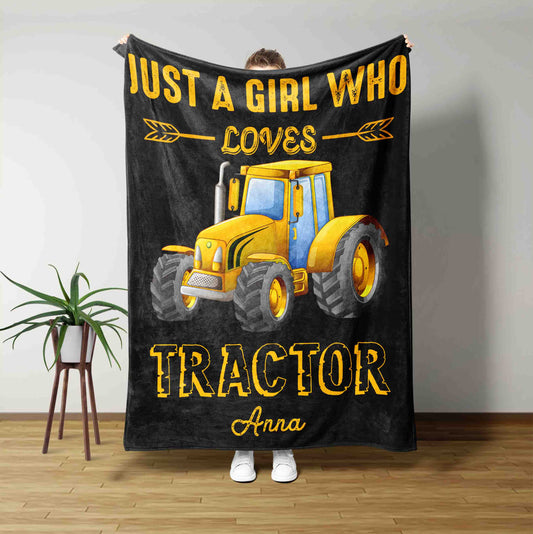 Just A Girl Who Loves Tractors Blanket, Custom Baby Blanket, Truck Blanket, Blanket For Baby, Gift Blanket For Boys, Blanket For Christmas