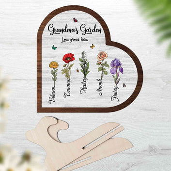Personalized Birth Flower wooden plaque , Birth Month Flower wooden plaque , Grandma's Garden With Grandkids Names, Mother's Day Gift, Birthday Gift for Granma's
