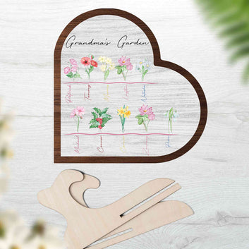 Personalized Birth Flower wooden plaque , Birth Month Flower wooden plaque , Grandma Wood Sign, Grandma's Garden With Grandkids Names, Mother's Day Gift, Birthday Gift for Granma's