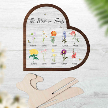Personalized Birth Month Flower Wooden Plaque, Custom Grandma's Garden Coffee Wooden Plaque, Birth Month Flower Wooden Plaque, Mothers Day Gift, Gift For Grandma