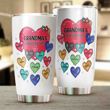 Personalized Grandma's Sweethearts Tumbler, Grandma Tumbler, Heart Tumbler, Family Tumbler, Custom Name Tumbler, Mother's Day Gift