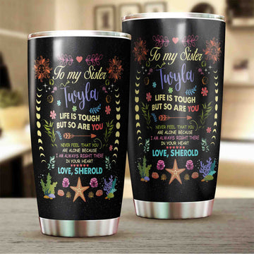 Personalized To My Sister Tumbler, Sister Tumbler, Sister Gift, Sea Creatures Tumbler, Seashell Tumbler, Custom Name Tumbler, Family Tumbler, Tumbler For Sister