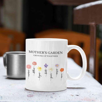 Personalized Birth Flower Mug, Birth Month Flowers Mug, Custom Mothers Day Garden Mug, Mom Birthday Gift, Family Birth Flower