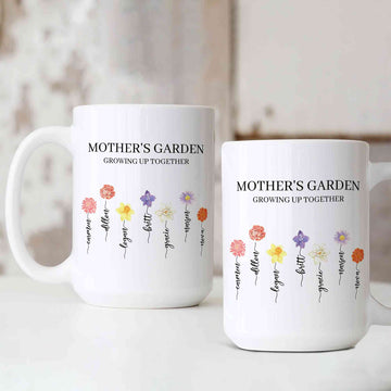 Personalized Birth Flower Mug, Birth Month Flowers Mug, Custom Mothers Day Garden Mug, Mom Birthday Gift, Family Birth Flower