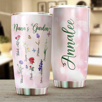 Personalized Birth Flower Tumbler, Birth Month Flower Tumbler, Grandma's Garden Tumbler, Birthday Gift for Grandma, Custom Tumbler With Grandchildren Name