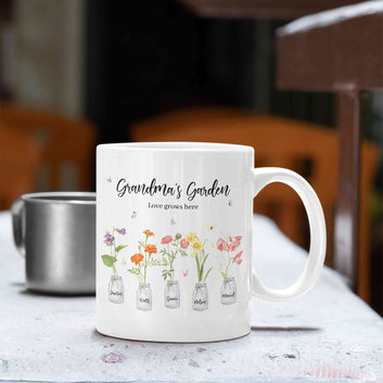 Personalized Birth Month Flower Mug, Custom Grandma's Garden Coffee Mug, Birth Month Flower Mug, Mothers Day Gift, Gift For Grandma