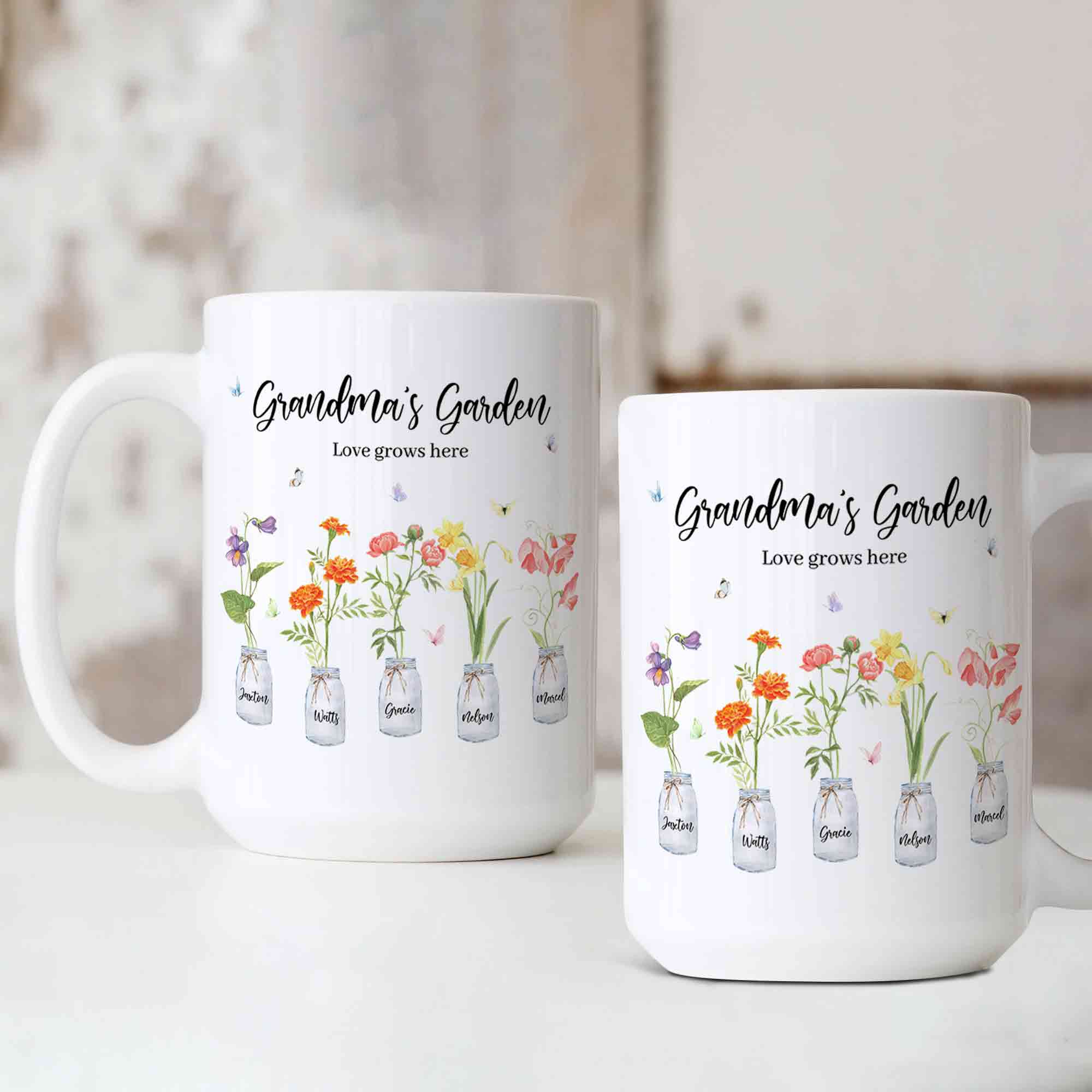 Personalized Birth Month Flower Mug, Custom Grandma's Garden Coffee Mug, Birth Month Flower Mug, Mothers Day Gift, Gift For Grandma