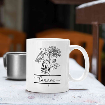 Personalized Birth Month Flowers Mug, Floral Mug, Birth Month Flower Mug, Birthday Gift, Birth Flower Mug, Custom Birthday Mug, Gift For Birth Flower Lovers