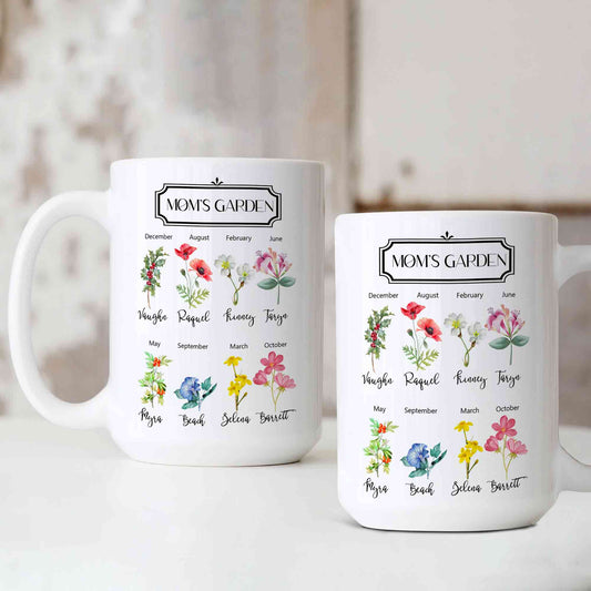 Personalized Birth Month Flower Mug, Birth Month Flower Mug, Mom's Garden Mug, Birth Flower Gift, Mothers Day Gift, Family Flower Mug, Gift for Mom