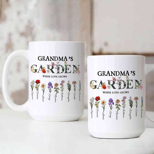 Personalized Birth Month Flower Mug, Birth Month Flower Mug, Grandma's Garden Mug, Birth Flower Gift, Mothers Day Gift, Family Flower Mug, Gift for Grandma