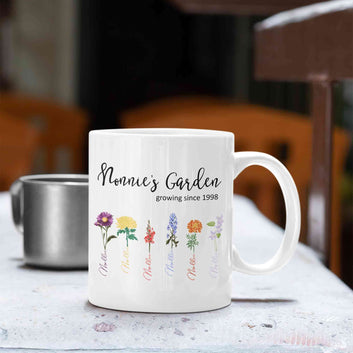 Personalized Birth Month Flower Mug, Birth Month Flower Mug, Grandma's Garden Mug, Birth Flower Gift, Mothers Day Gift, Family Flower Mug, Gift for Grandma