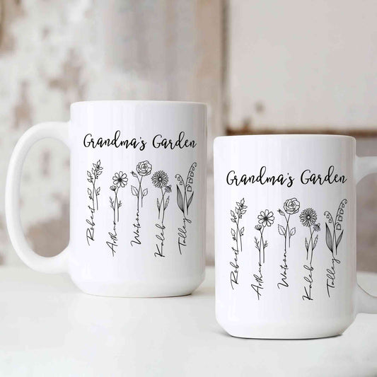 Personalized Birth Month Flower Mug, Birth Month Flower Mug, Grandma's Garden Mug, Birth Flower Gift, Mothers Day Gift, Family Flower Mug, Gift for Grandma